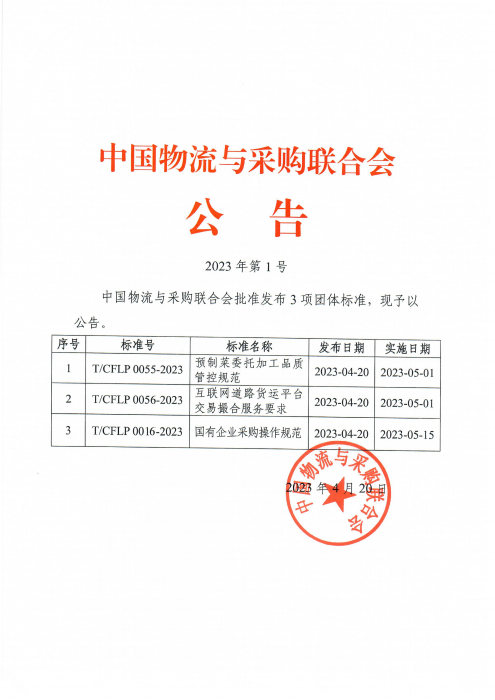 2023年第1號中物聯(lián)公告 預(yù)制菜 道路貨運(yùn)平臺 國有企業(yè)采購操作 發(fā)布_00.png